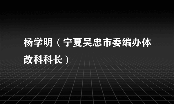 杨学明（宁夏吴忠市委编办体改科科长）