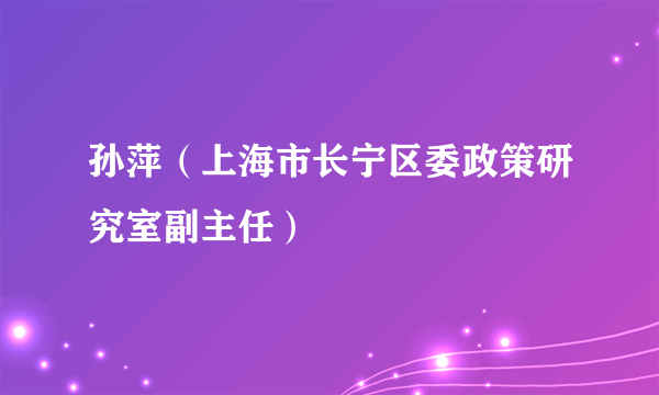 孙萍（上海市长宁区委政策研究室副主任）