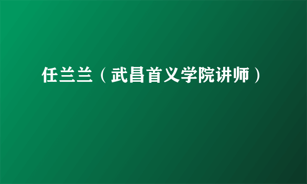 任兰兰（武昌首义学院讲师）