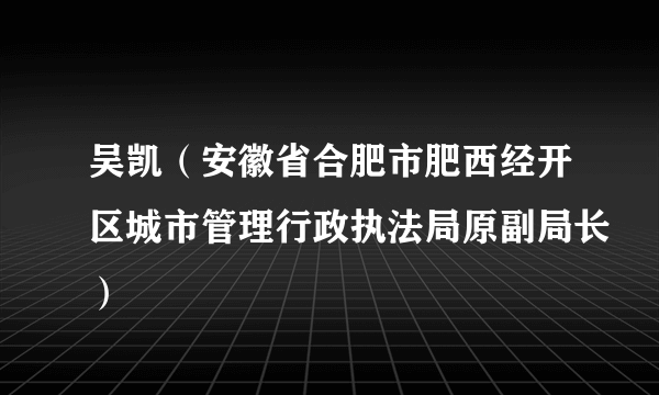 吴凯（安徽省合肥市肥西经开区城市管理行政执法局原副局长）