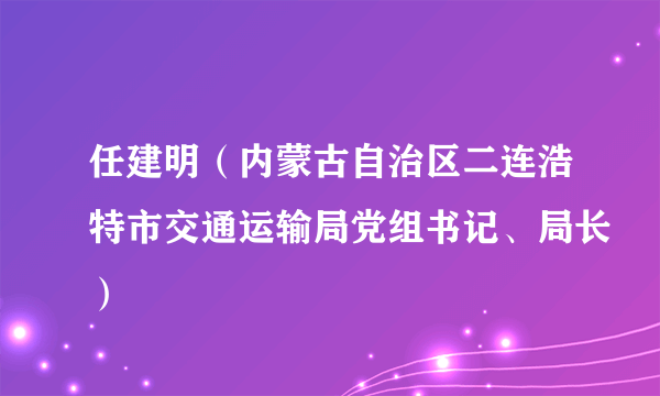 任建明（内蒙古自治区二连浩特市交通运输局党组书记、局长）