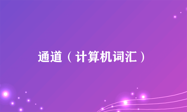 通道（计算机词汇）