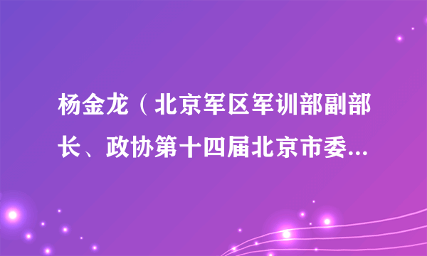 杨金龙（北京军区军训部副部长、政协第十四届北京市委员会委员、常务委员）