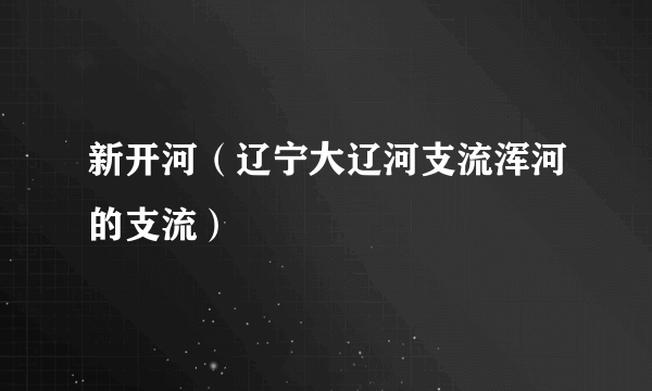 新开河（辽宁大辽河支流浑河的支流）