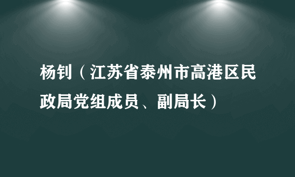 杨钊（江苏省泰州市高港区民政局党组成员、副局长）