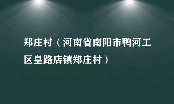 郑庄村（河南省南阳市鸭河工区皇路店镇郑庄村）