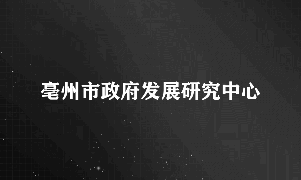 亳州市政府发展研究中心