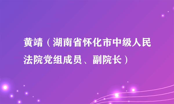 黄靖（湖南省怀化市中级人民法院党组成员、副院长）