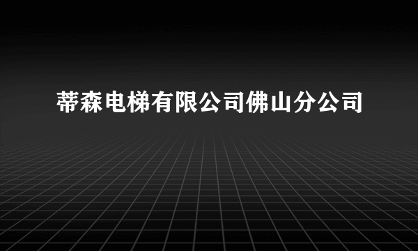蒂森电梯有限公司佛山分公司