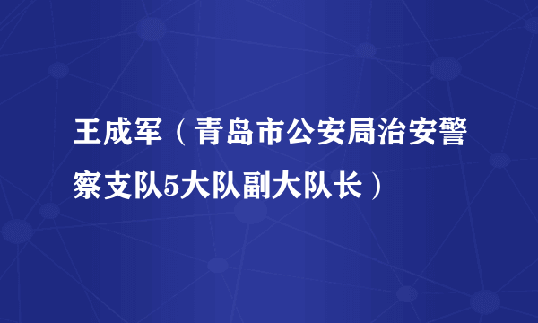 王成军（青岛市公安局治安警察支队5大队副大队长）