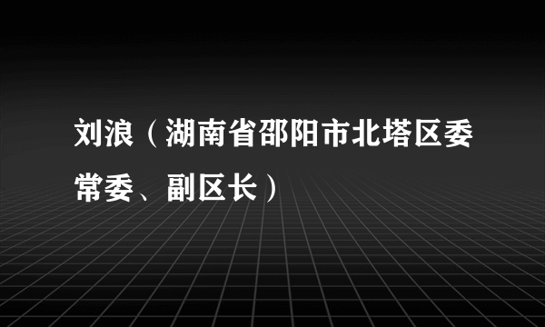 刘浪（湖南省邵阳市北塔区委常委、副区长）