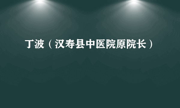 丁波（汉寿县中医院原院长）