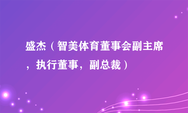 盛杰（智美体育董事会副主席，执行董事，副总裁）
