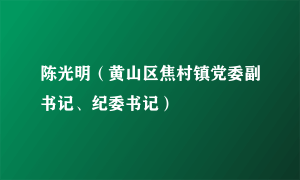 陈光明（黄山区焦村镇党委副书记、纪委书记）