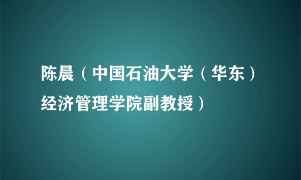 陈晨（中国石油大学（华东）经济管理学院副教授）