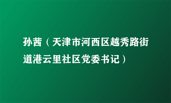 孙茜（天津市河西区越秀路街道港云里社区党委书记）