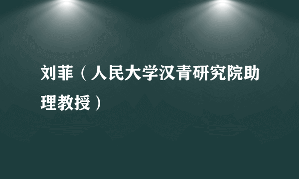 刘菲（人民大学汉青研究院助理教授）