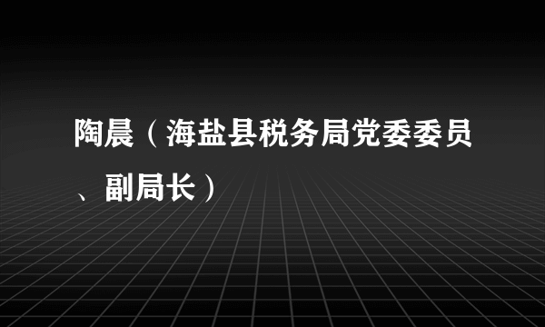 陶晨（海盐县税务局党委委员、副局长）