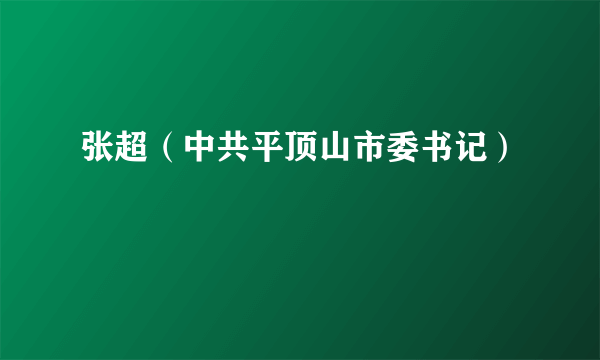 张超（中共平顶山市委书记）