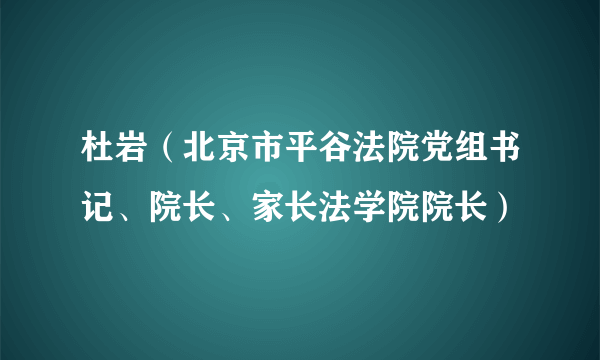 杜岩（北京市平谷法院党组书记、院长、家长法学院院长）