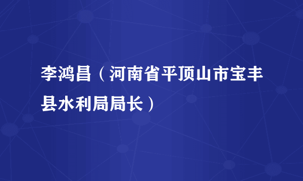 李鸿昌（河南省平顶山市宝丰县水利局局长）