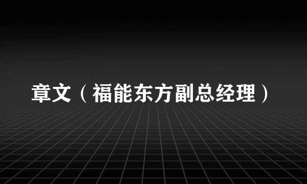 章文（福能东方副总经理）