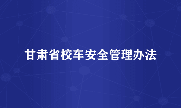 甘肃省校车安全管理办法