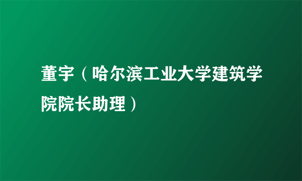 董宇（哈尔滨工业大学建筑学院院长助理）