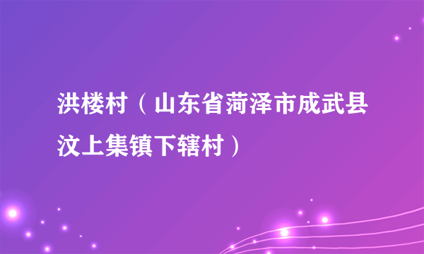 洪楼村（山东省菏泽市成武县汶上集镇下辖村）