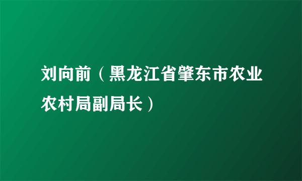 刘向前（黑龙江省肇东市农业农村局副局长）