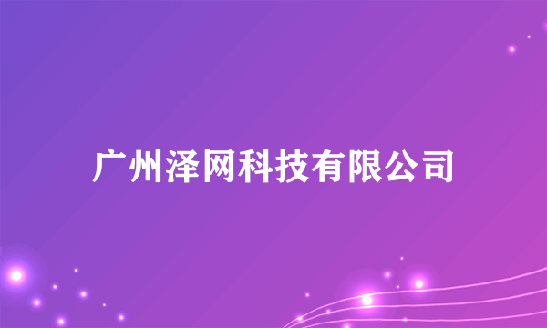 广州泽网科技有限公司