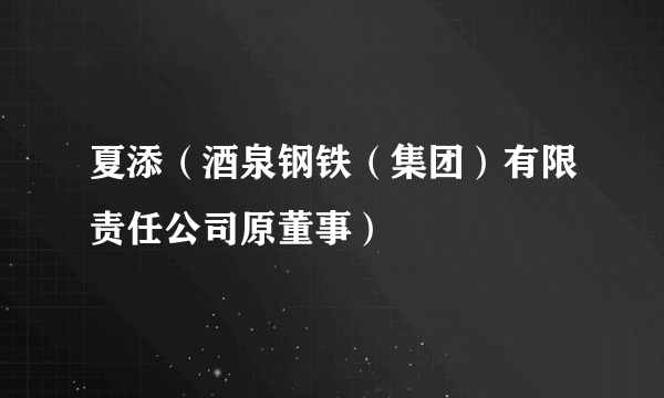 夏添（酒泉钢铁（集团）有限责任公司原董事）