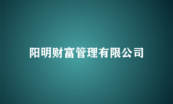 阳明财富管理有限公司