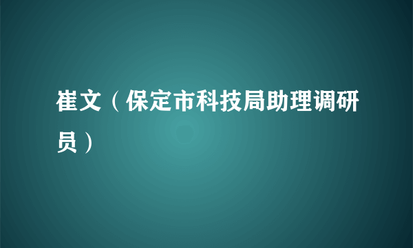 崔文（保定市科技局助理调研员）