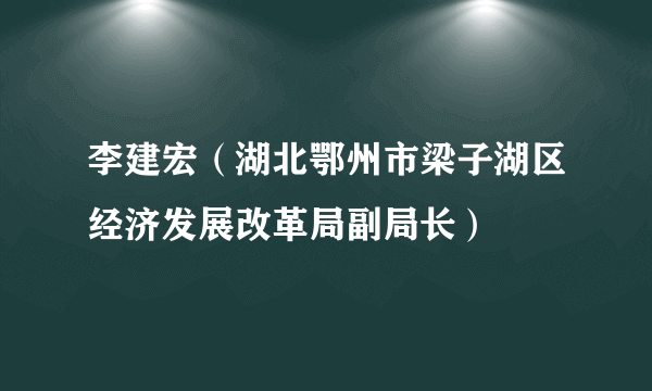 李建宏（湖北鄂州市梁子湖区经济发展改革局副局长）