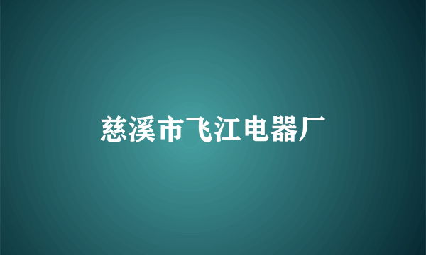 慈溪市飞江电器厂