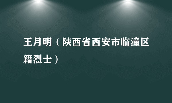 王月明（陕西省西安市临潼区籍烈士）
