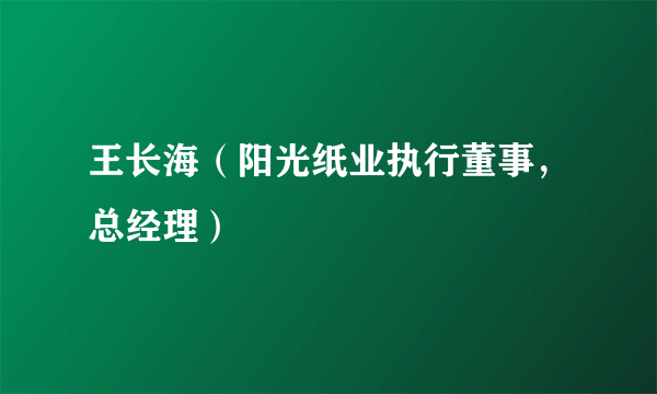 王长海（阳光纸业执行董事，总经理）