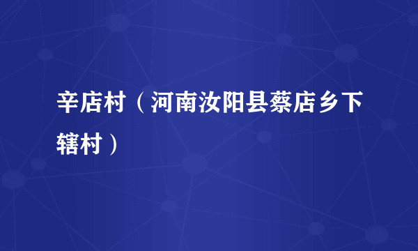 辛店村（河南汝阳县蔡店乡下辖村）