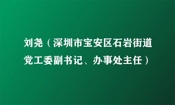 刘尧（深圳市宝安区石岩街道党工委副书记、办事处主任）