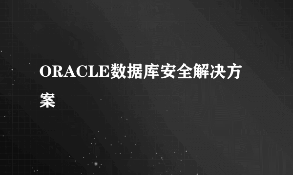 ORACLE数据库安全解决方案
