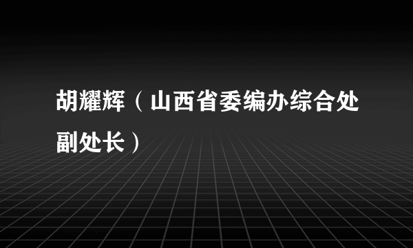 胡耀辉（山西省委编办综合处副处长）