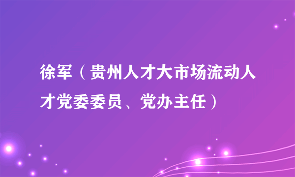 徐军（贵州人才大市场流动人才党委委员、党办主任）