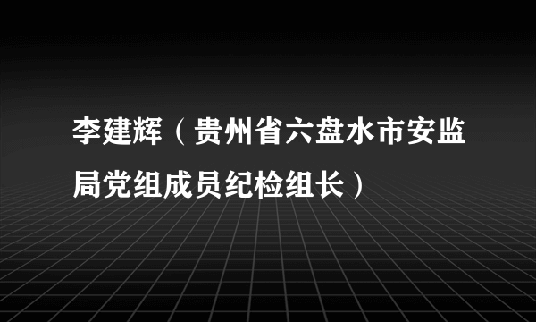 李建辉（贵州省六盘水市安监局党组成员纪检组长）