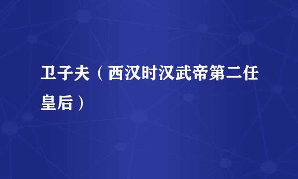 卫子夫（西汉时汉武帝第二任皇后）