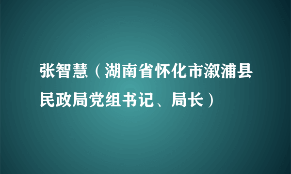 张智慧（湖南省怀化市溆浦县民政局党组书记、局长）