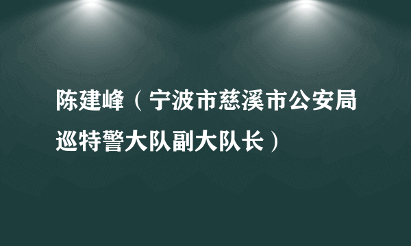 陈建峰（宁波市慈溪市公安局巡特警大队副大队长）