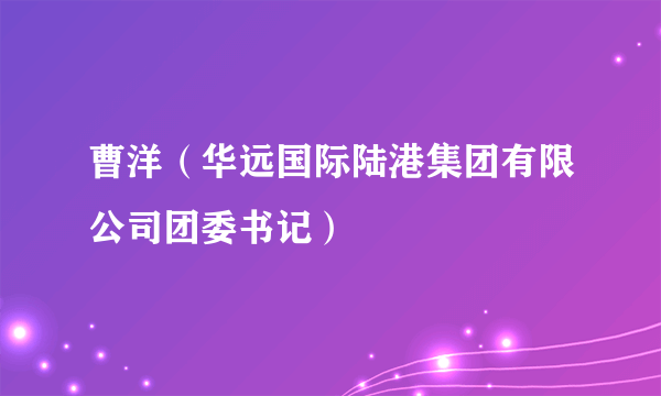 曹洋（华远国际陆港集团有限公司团委书记）