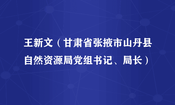 王新文（甘肃省张掖市山丹县自然资源局党组书记、局长）