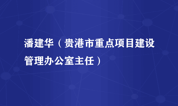 潘建华（贵港市重点项目建设管理办公室主任）